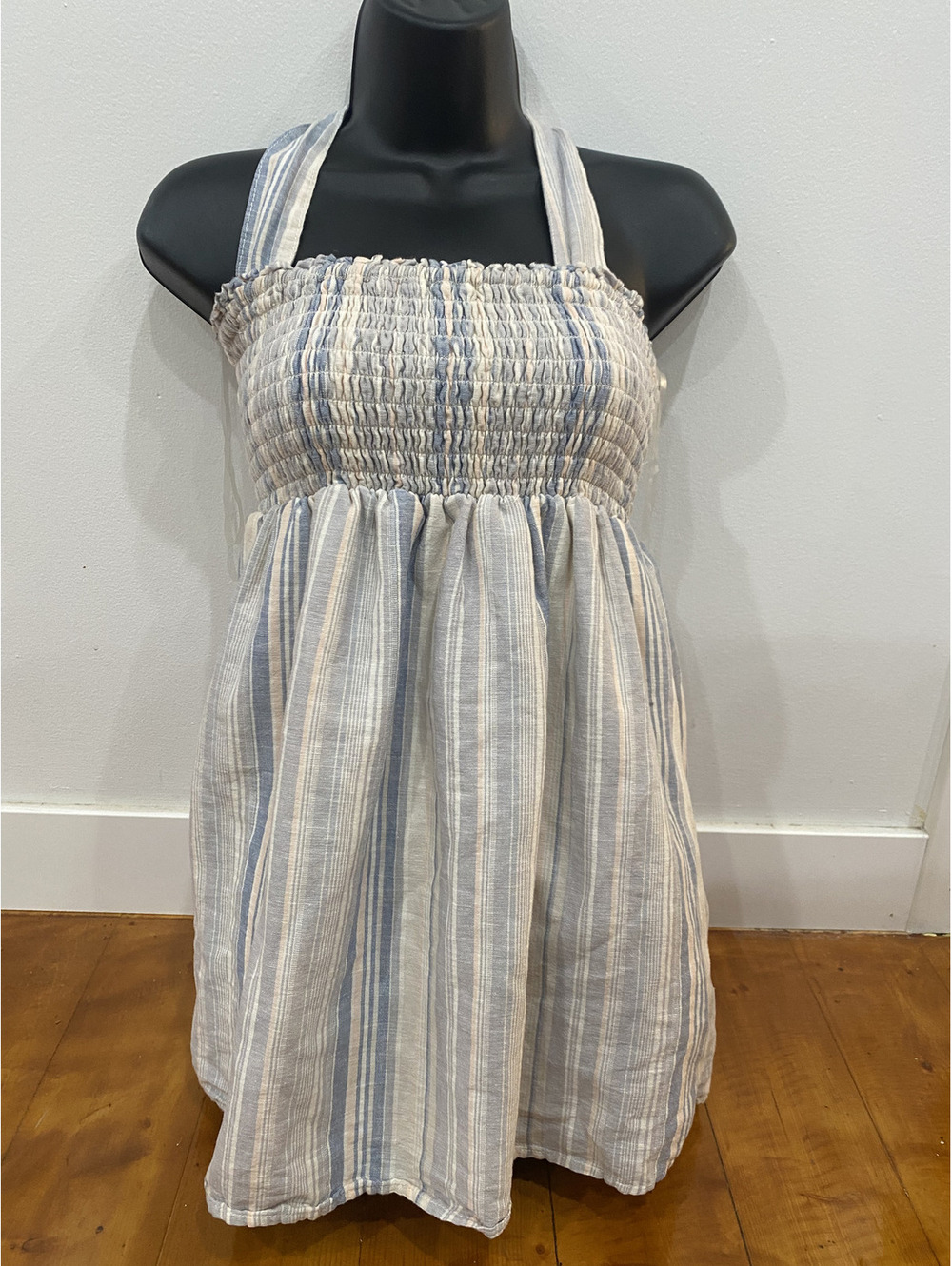 American Eagle XS Halter or Straps Linen Smocked Lined Y2K Babydoll Tube Top